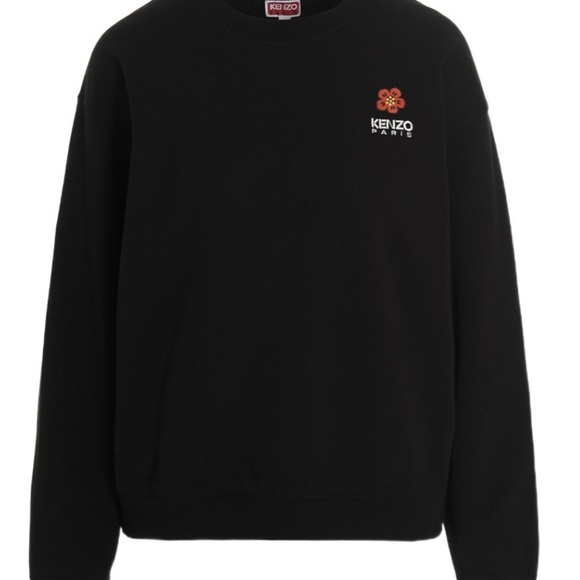 Kenzo Black Crewneck Sweater with Red Logo